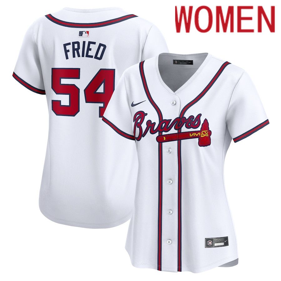 Women Atlanta Braves #54 Max Fried Nike White Home Limited Player MLB Jersey->customized mlb jersey->Custom Jersey